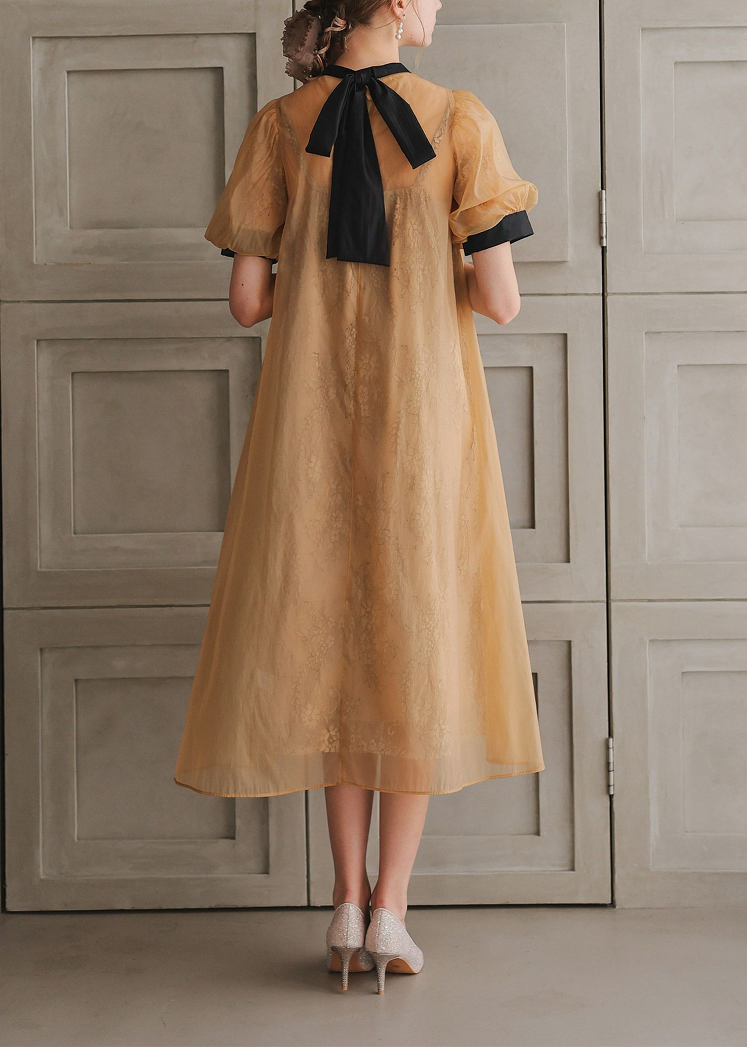 atlo オケージョンドレス Aライン マタニティ オレンジ dollydoll