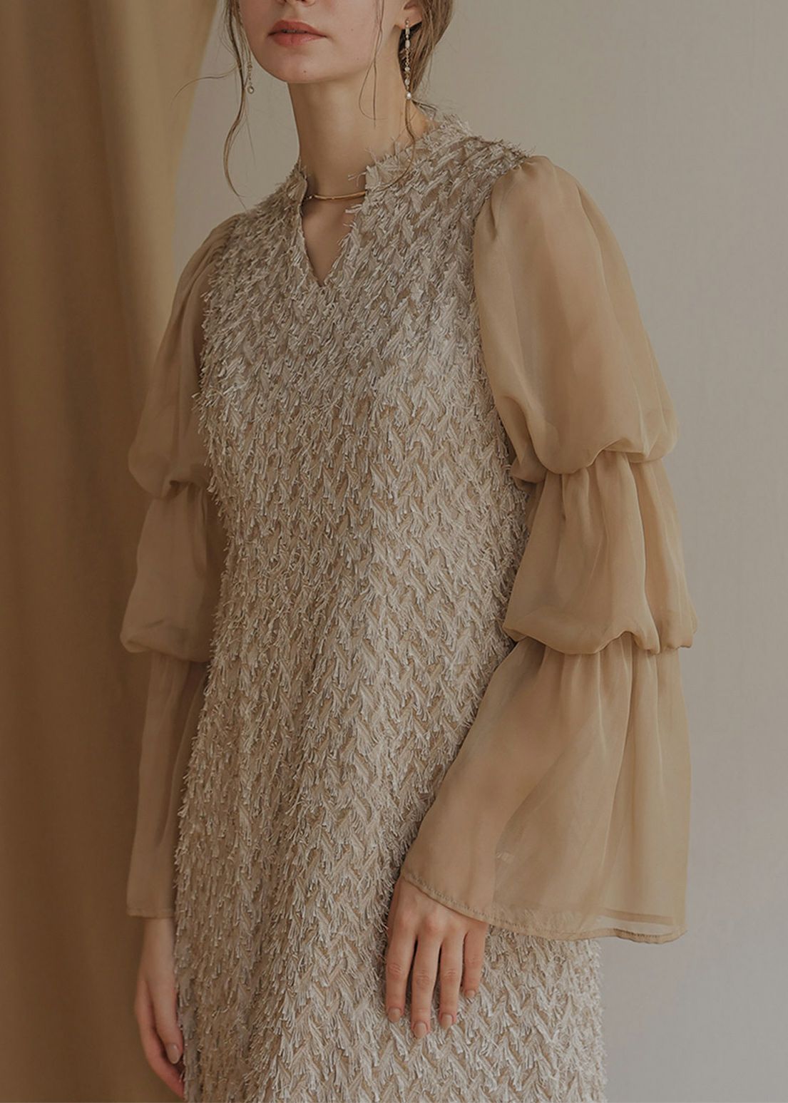 デザインスリーブシャギードレスのドレス|Dorry Doll / LE'RURE