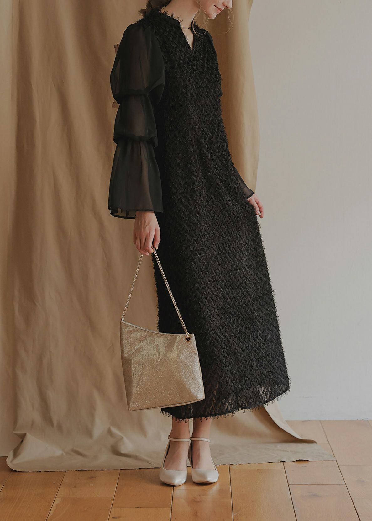 デザインスリーブシャギードレスのドレス|Dorry Doll / LE'RURE