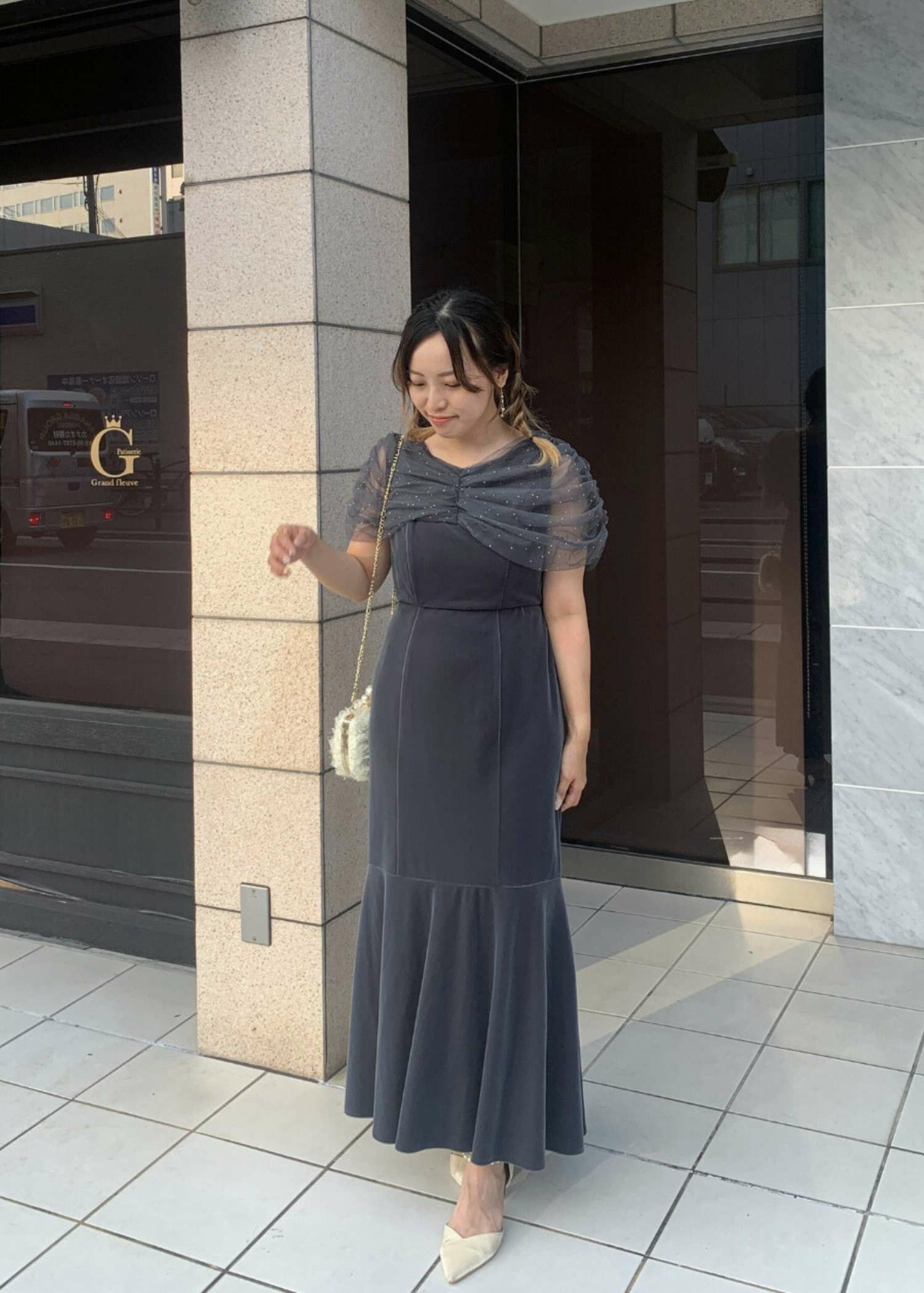 チュールケープデザインマーメイドドレス|DorryDoll