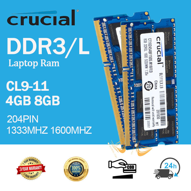 PC3-8500S SODIMM Crucial 8GB (2x4GB) DDR3 Laptop RAM - PC3-8500S