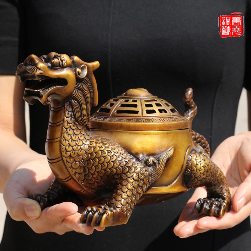 銅器 龍鳳竜柱香炉 香筒 薫炉 置物 香挿 装飾品 工芸品