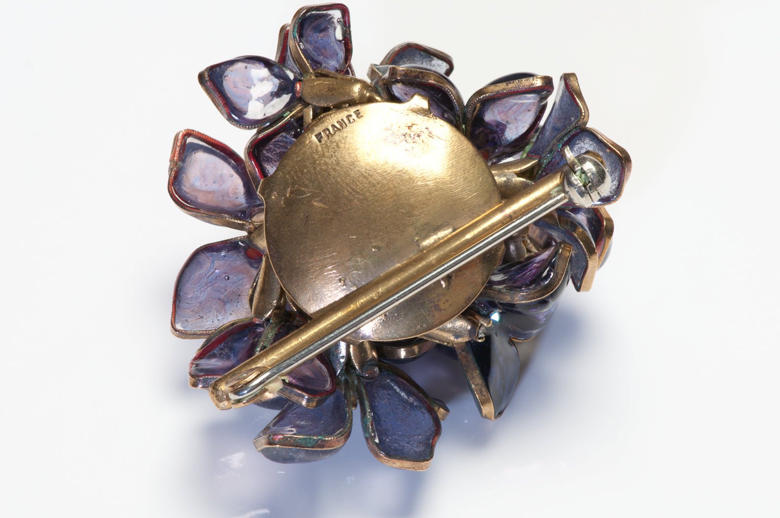 Christian Dior 1950's Maison Gripoix Purple Glass Violets Flower