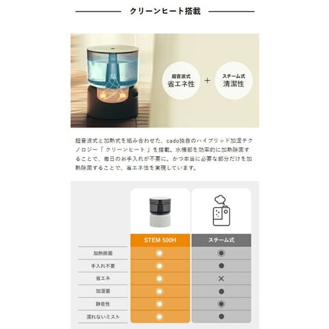 dショッピング |［ cado 加湿器 STEM 500H ］カドー 加湿器 STEM500H