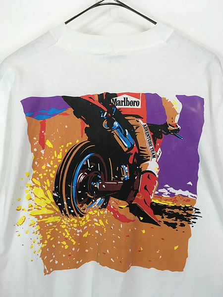 古着 90s Marlboro マルボロ バイク ビビッド アート ポケット Tシャツ
