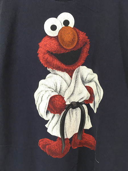 古着 90s SESAME STREET セサミ エルモ 武道 カンフー キャラクター T