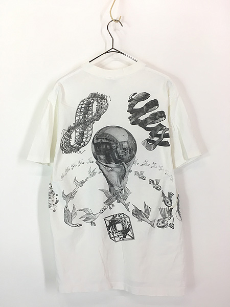 古着 90s USA製 M.C. Escher エッシャー 豪華 マルチ だまし絵