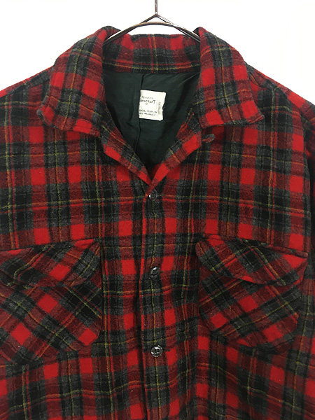 古着 60s 日本製 Penney's Towncraft レッド チェック 開襟 ウール