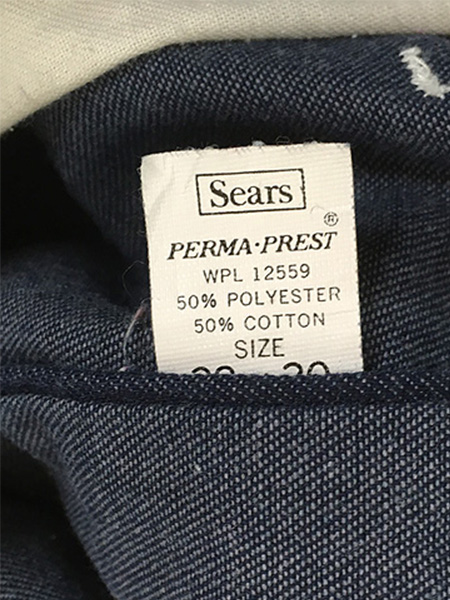 古着 70s Sears PERMA-PREST 濃紺 バットダイ デニム ワーク