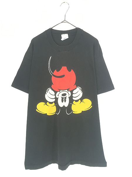 古着 90s USA製 Disney Mickey 逆さ ミッキー Tシャツ XL位 古着