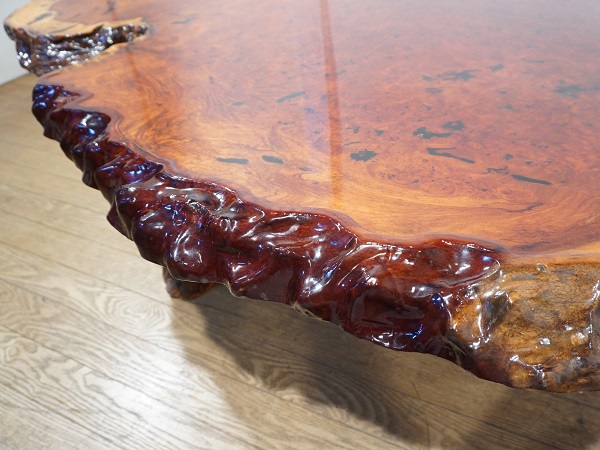 希少】花梨 瘤 一枚板 座卓 高級テーブル 大型 希少】花梨 瘤 一枚板