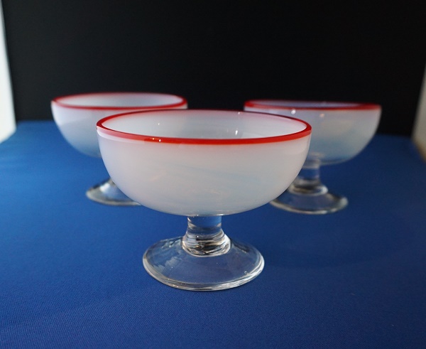 大正ロマン 氷コップ 昭和〜大正 希少】大正ロマン 氷コップ 赤縁 水玉紋様