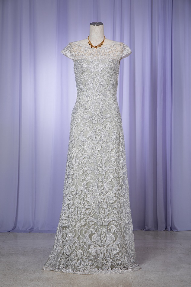 TADASHI SHOJI 総レースバイカラーロングドレス