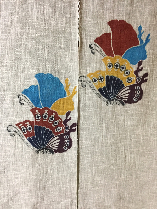 光原社 のれん 民藝品 工芸品 暖簾 型染 藍色 こけし 光原社 のれん 民