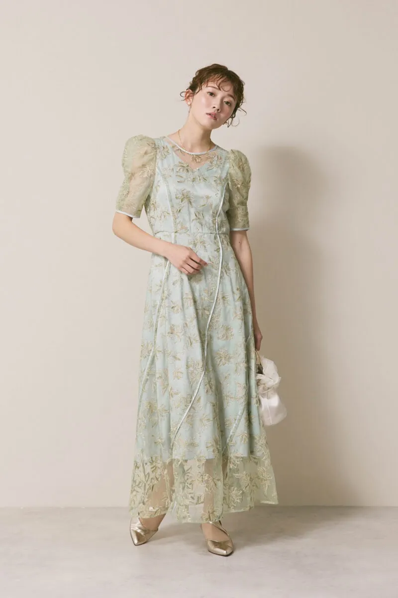 Lily Brown(リリーブラウン) チュール刺繍ドレス サイズ1 ミント 人気