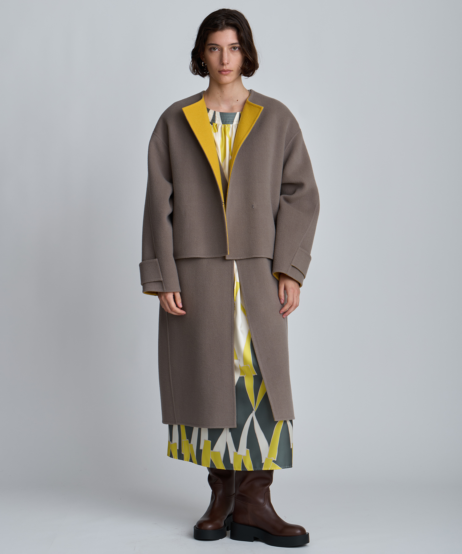 バイカラーショートコート ｜ハウス オブ ロータス＜HOUSE OF LOTUS