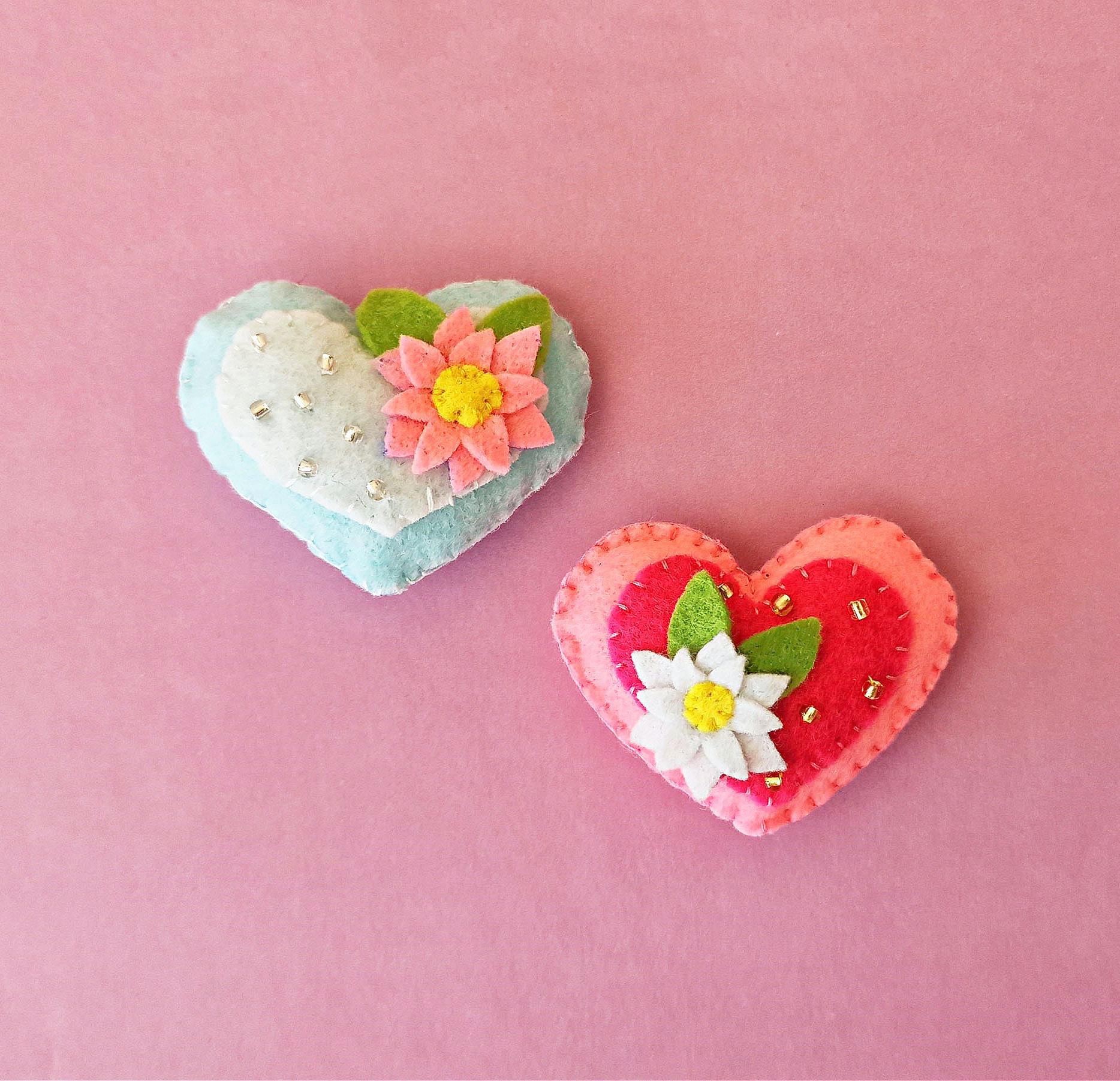 Felt Heart with Flowers (Free Sewing Pattern) - Easy Things to Sew