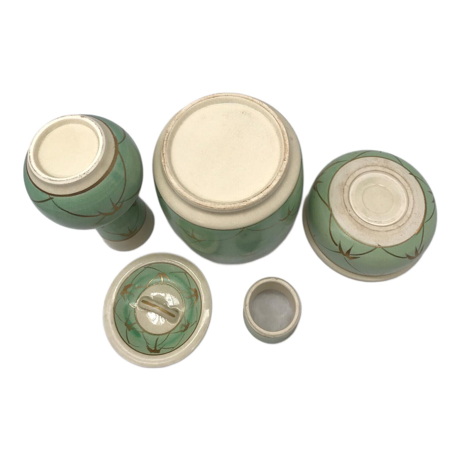 皆具 千古窯造 染付花丸文 水指 建水 蓋置 杓立 共箱 皆具 千古窯造 染