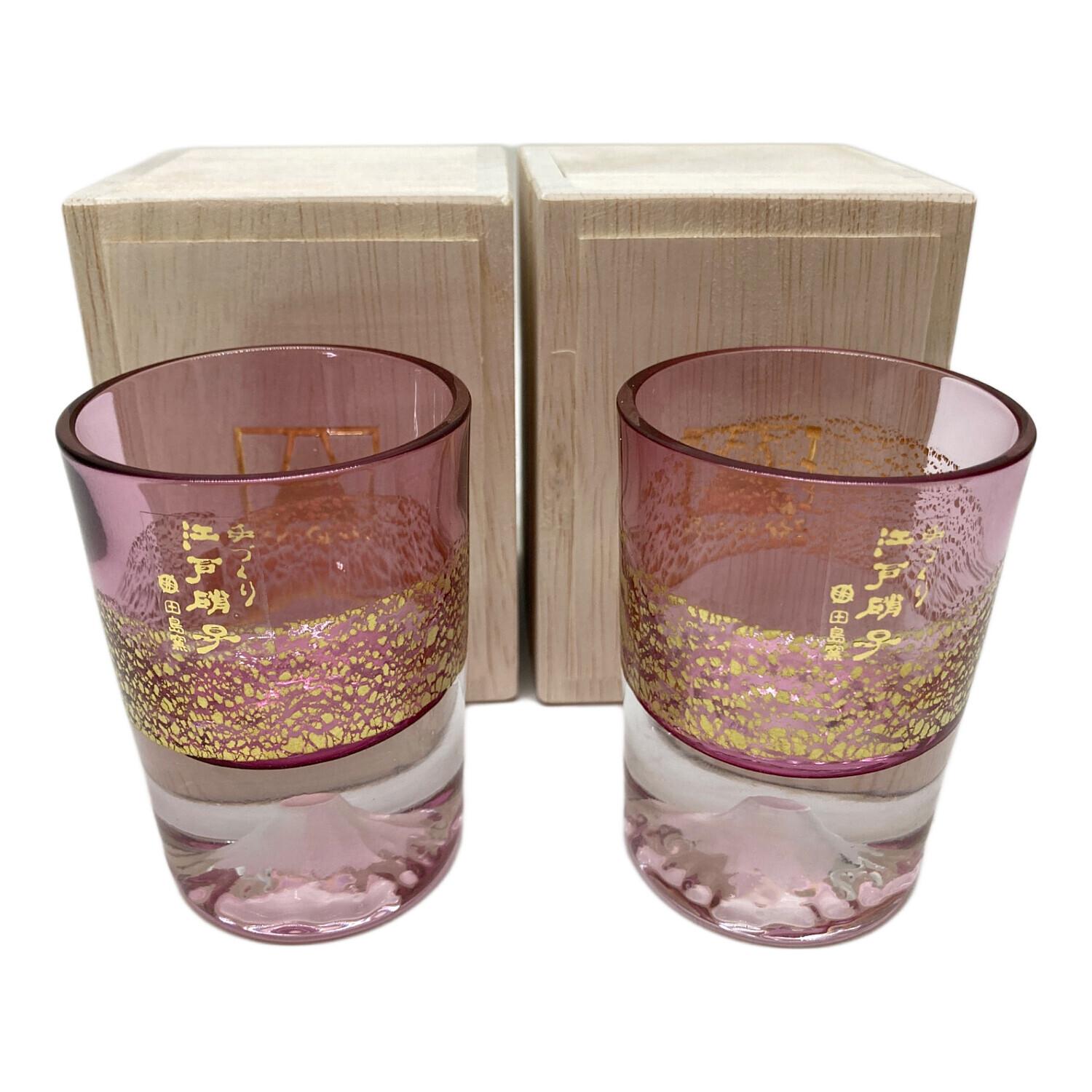 骨董 時代ガラス モールガラス 金彩 エナメル彩 薄張り 筒型 脚付