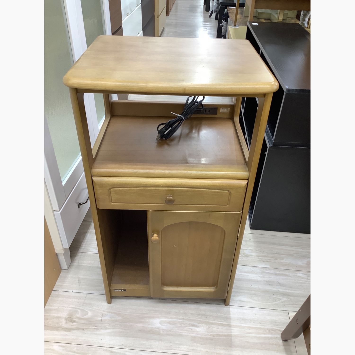 karimokuカリモク家具 電話台 花台 飾棚 サイドテーブル 引出し収納扉