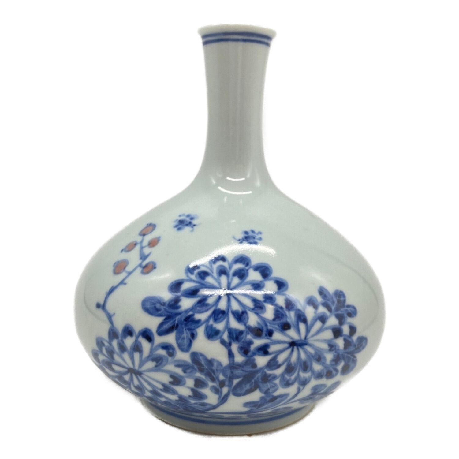 民藝】景徳鎮 染付高砂手花瓶 魚双耳 花瓶 花入 人物図 細密 【公式通販】