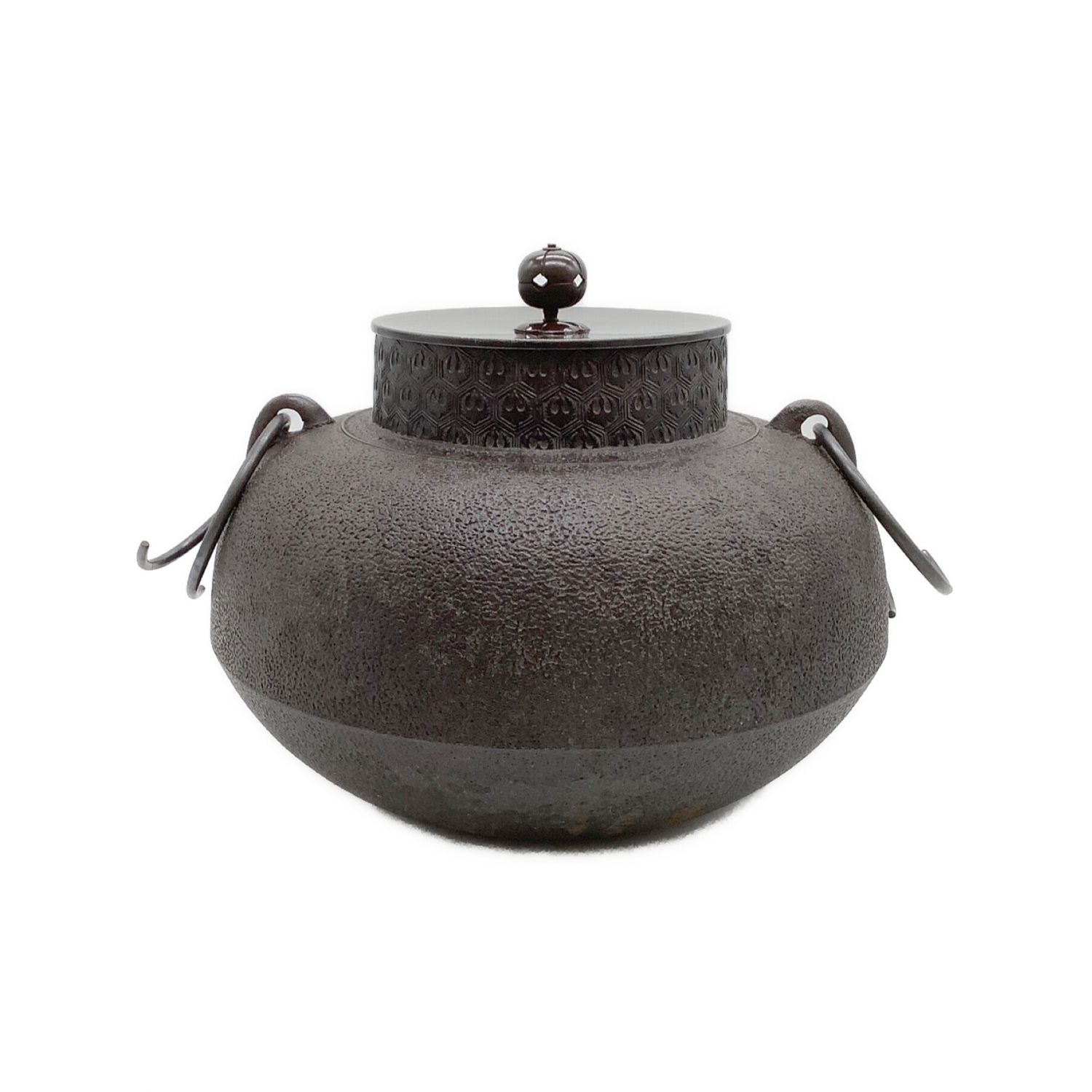 高橋敬典亀甲地紋甑口釜共箱炉用茶道具茶釜