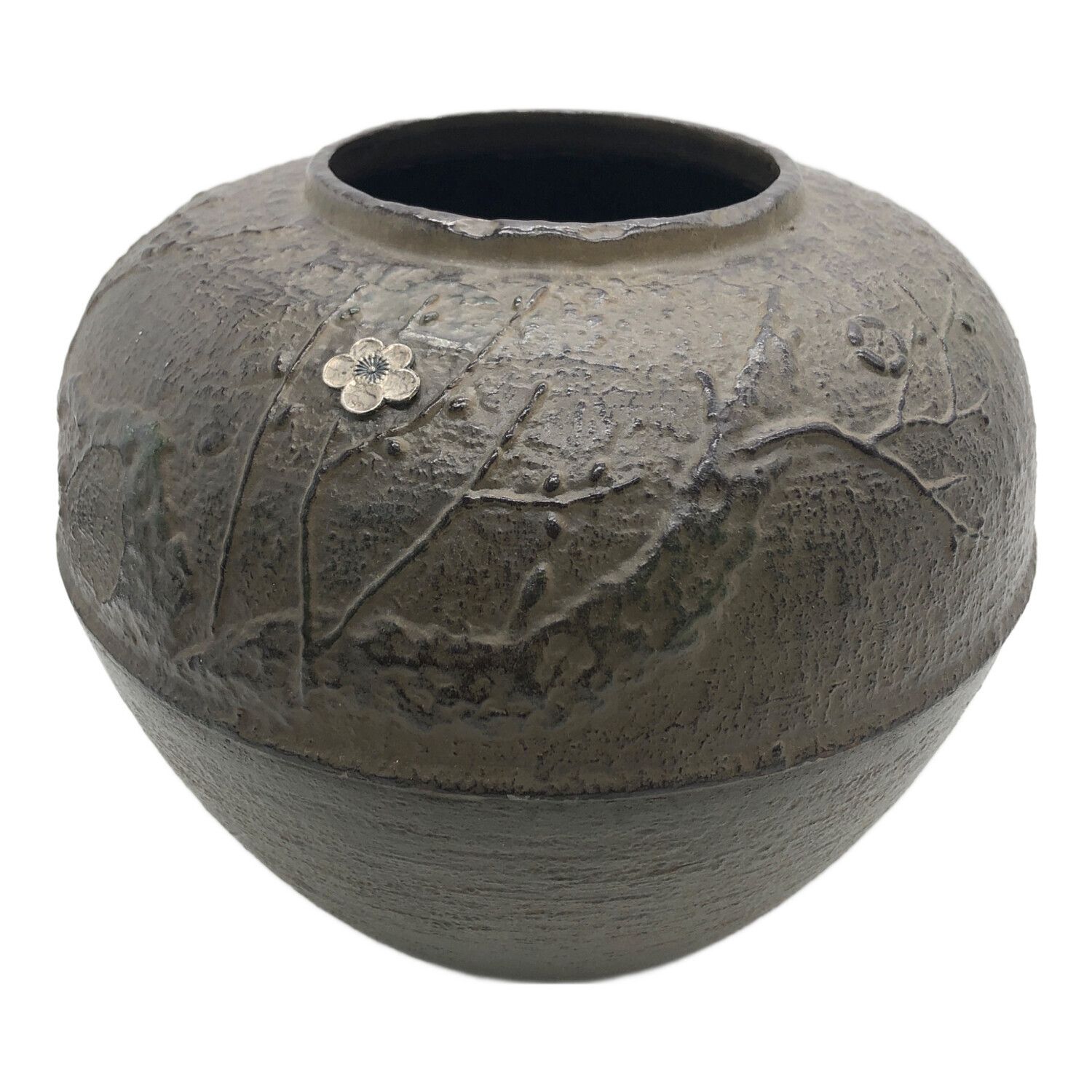 長谷川義起作鋳造花器「梅一輪」