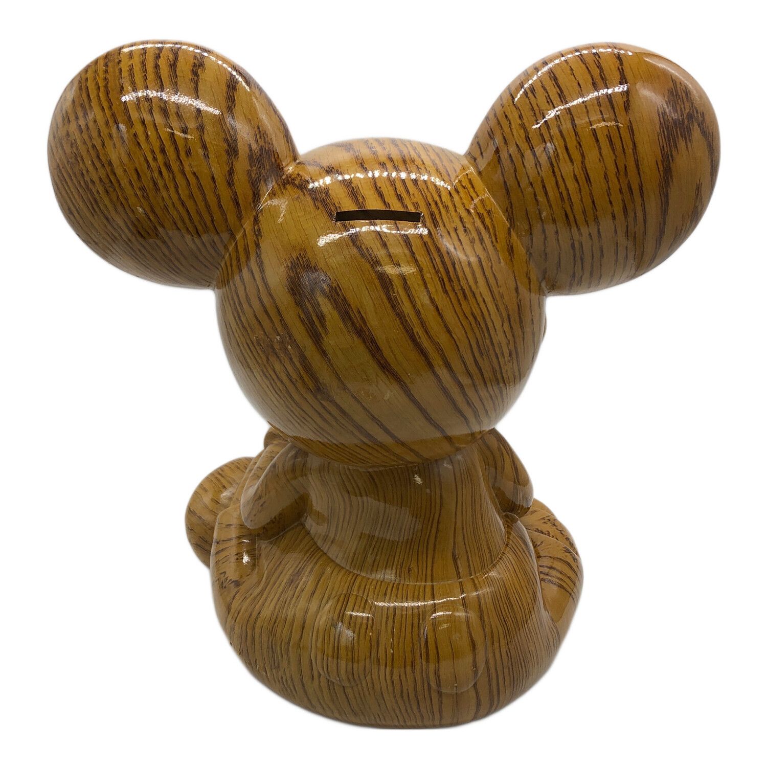 ディズニー ミッキー ミニー 木目調 貯金箱 置物 ミッキー ミニー 貯金