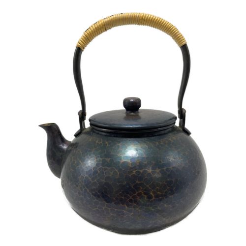 美品】玉川堂 紫金色鎚肌 銅製急須 鎚起銅器、共箱/茶道具 玉川堂 紫金