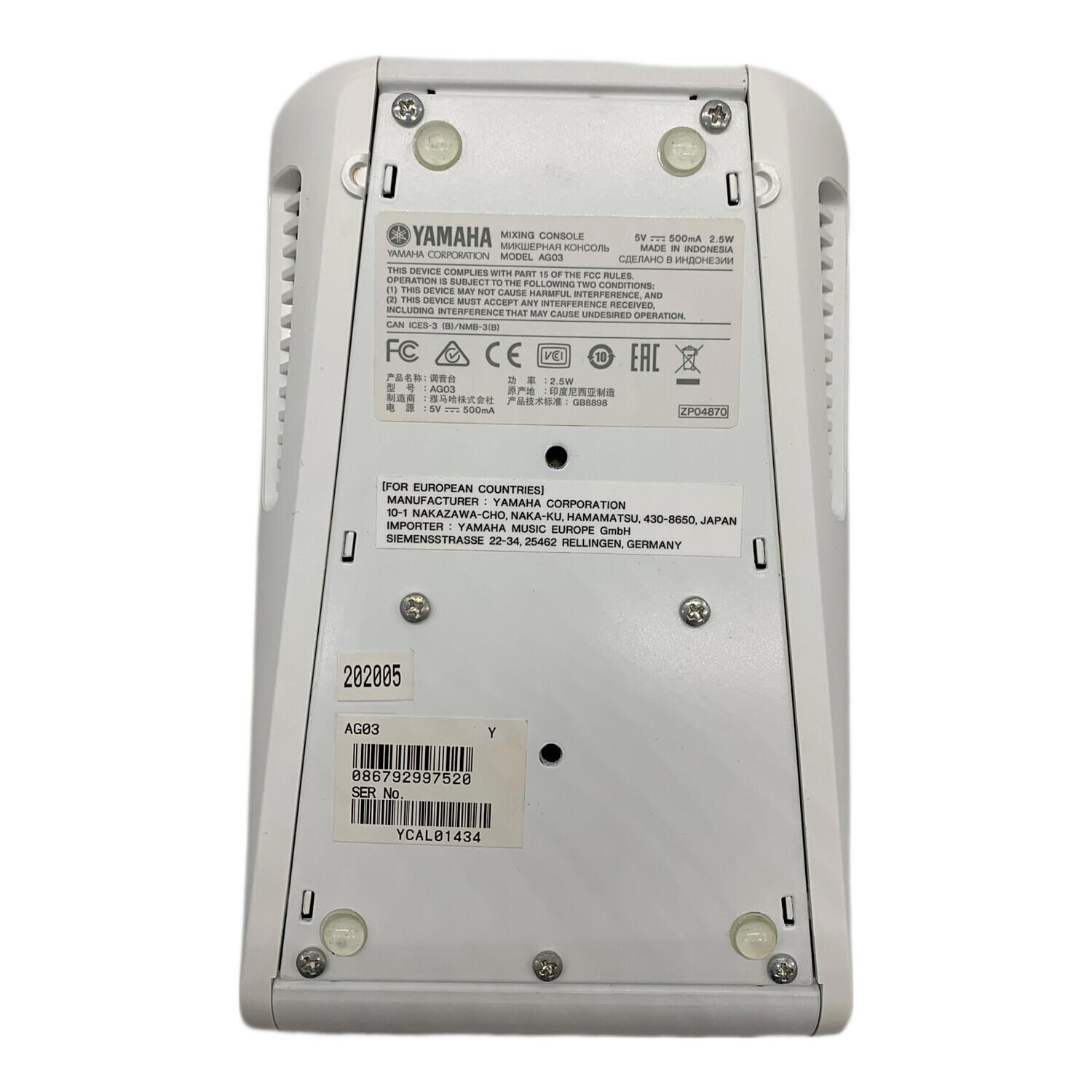 YAMAHA (ヤマハ) AG03 オーディオインターフェイス ライブ