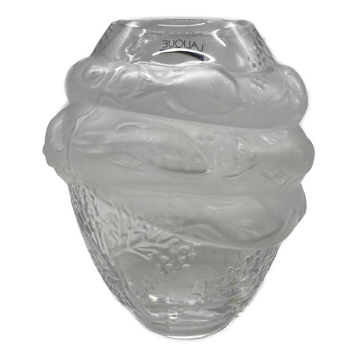 LALIQUE グレー ガラス花瓶 動物模様 LALIQUE グレー ガラス花瓶 動物