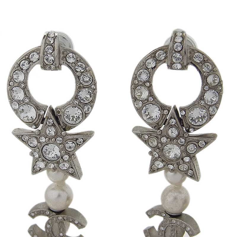 シャネル CHANEL フェイクパール ラインストーン ココマーク ピアス