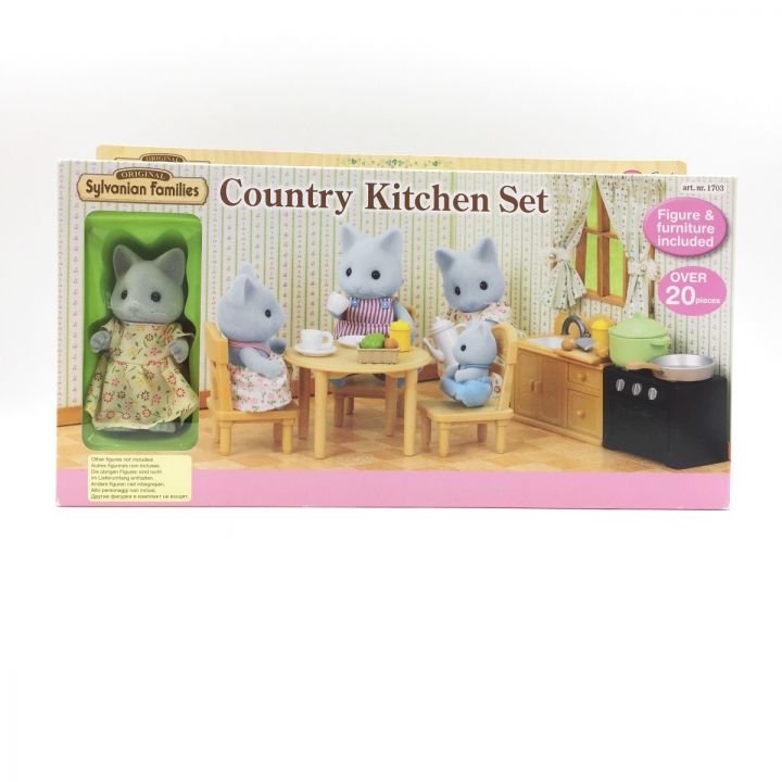 シルバニアファミリー カントリーキッチンセット グレーネコお母さん