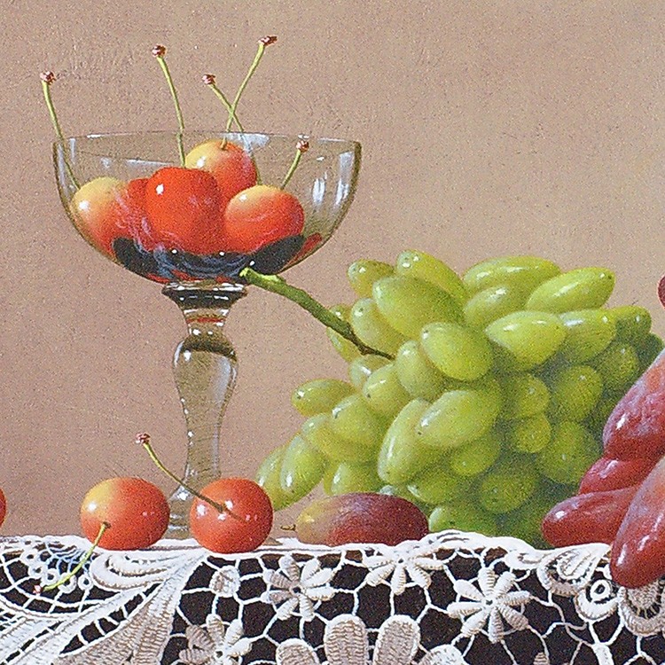 庄司守]油彩画『ブドウとサクランボのある卓上』: JALショッピング