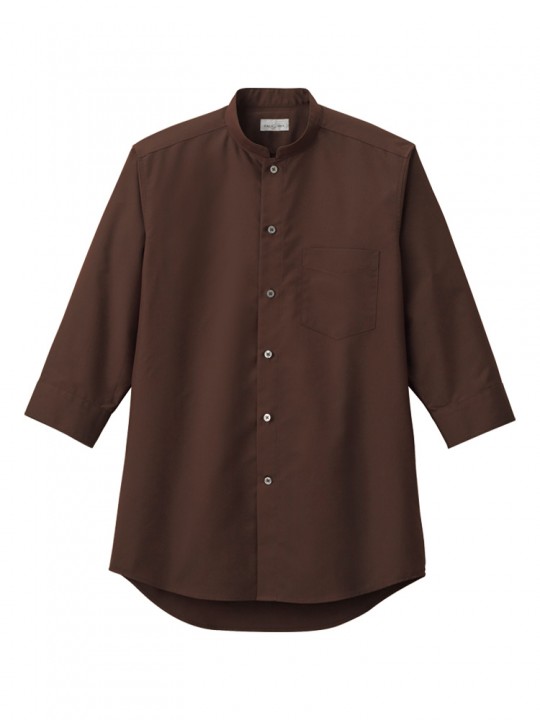 FB5052M: メンズスタンドカラー七分袖シャツ | 飲食店ユニフォーム