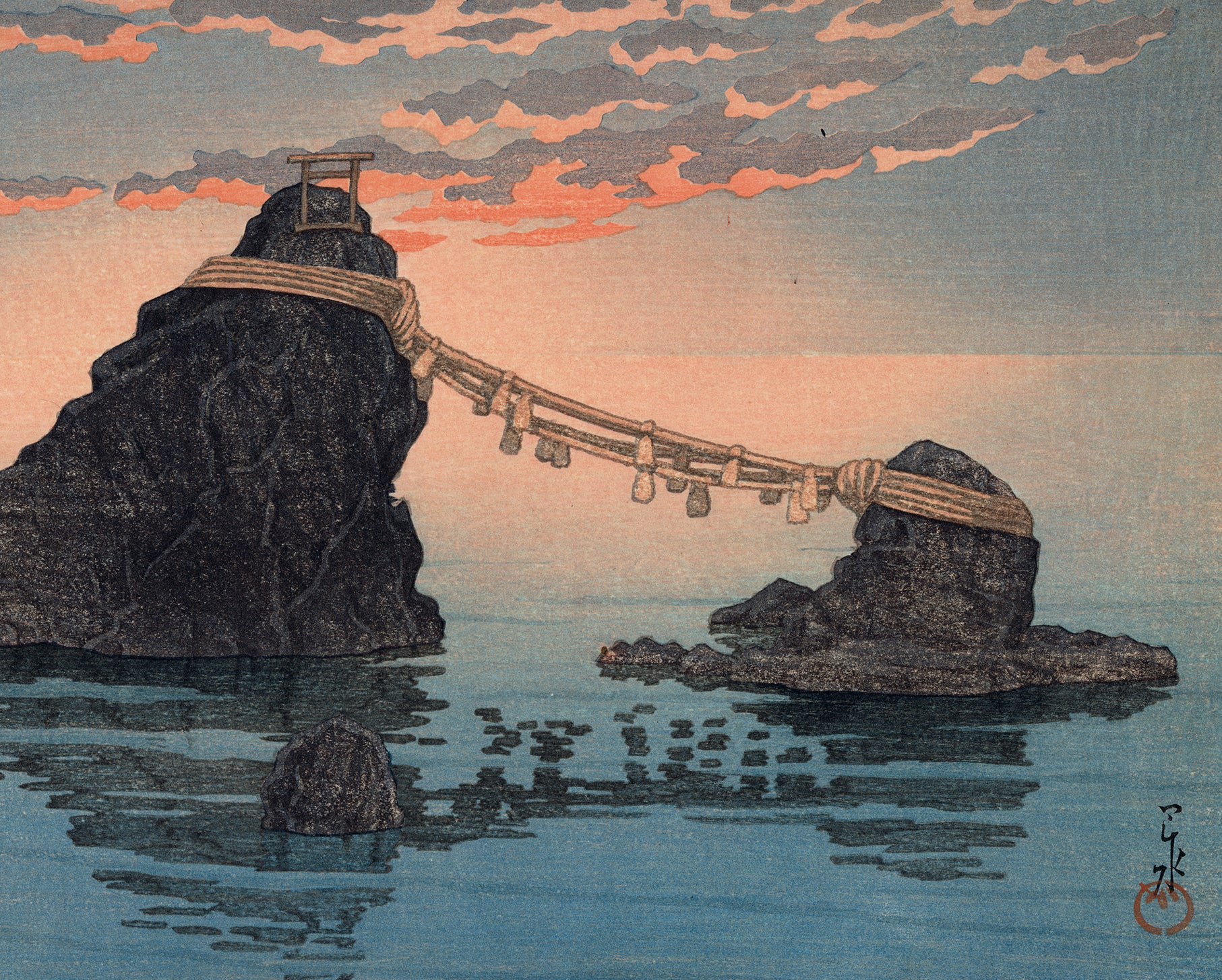 薩摩、風景画手描き Hasui 巴水: Futamigaura Beach 二見ケ浦 (Sold