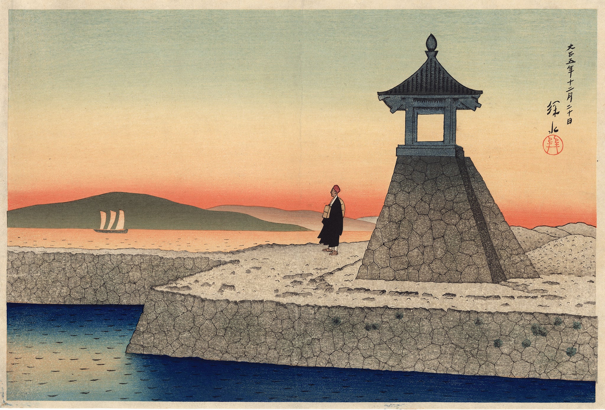 伊東深水 伊東深水:明石の夕日 (販売済み) – Egenolf Gallery Japanese