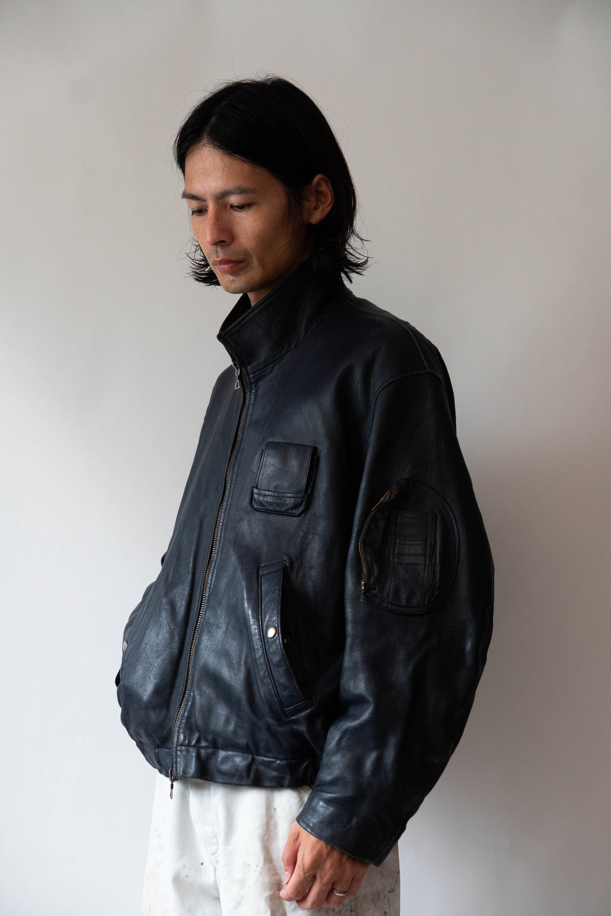70s French Air Force Pilot Leather Jacket Original – edeak vintage