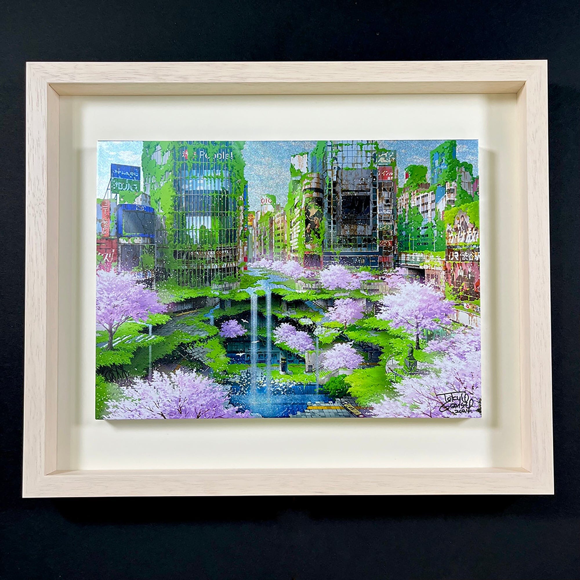 城景都「都道」リトグラフ 手彩 直筆サイン 在印 小売業者 菊花 从会