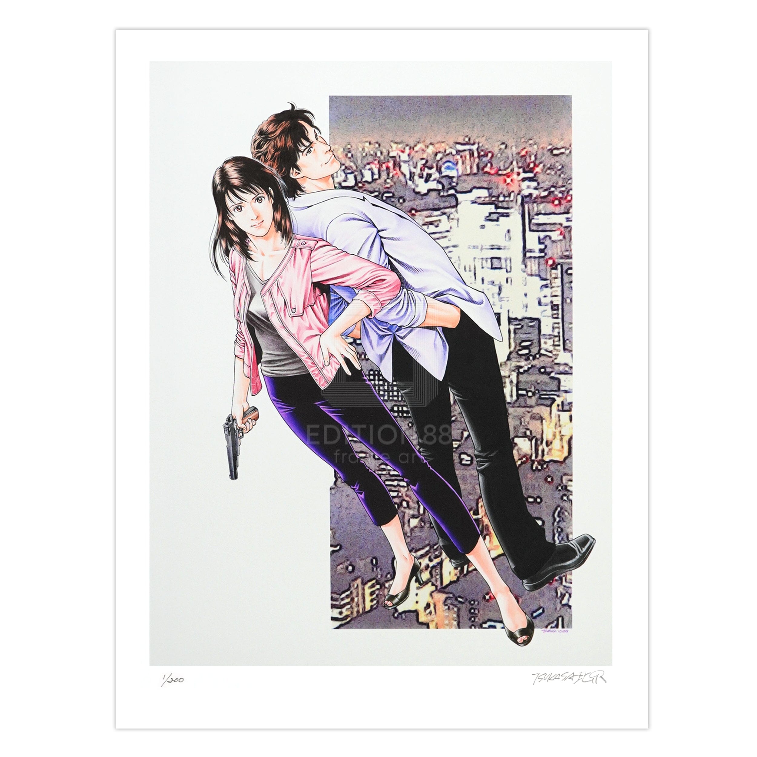 エンジェルハート サイン付き複製原画 B4 額装品 シャンイン 北条司