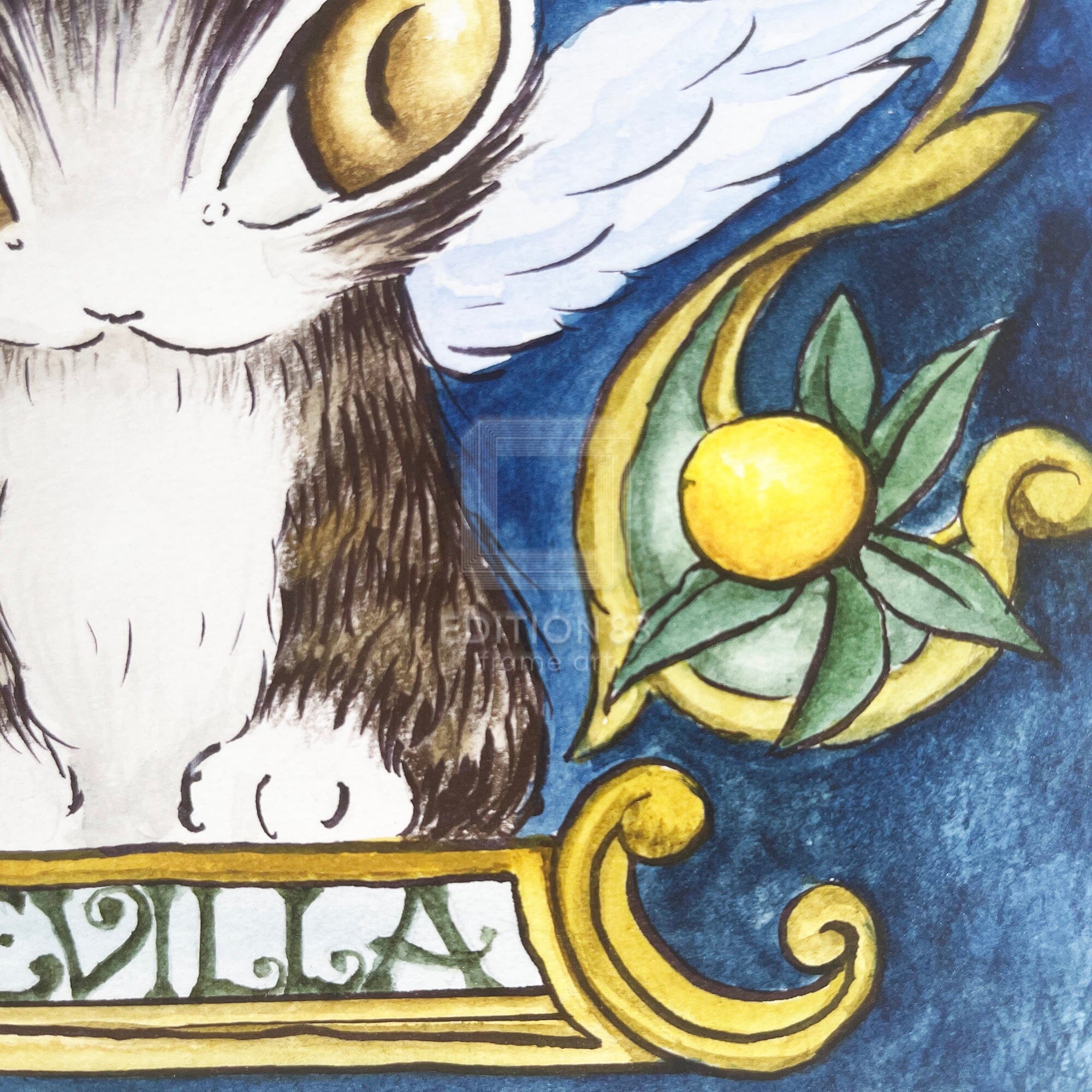 手作り額付き絵画 title「はるうららニャンコ」 手作り額付作品 「夢想