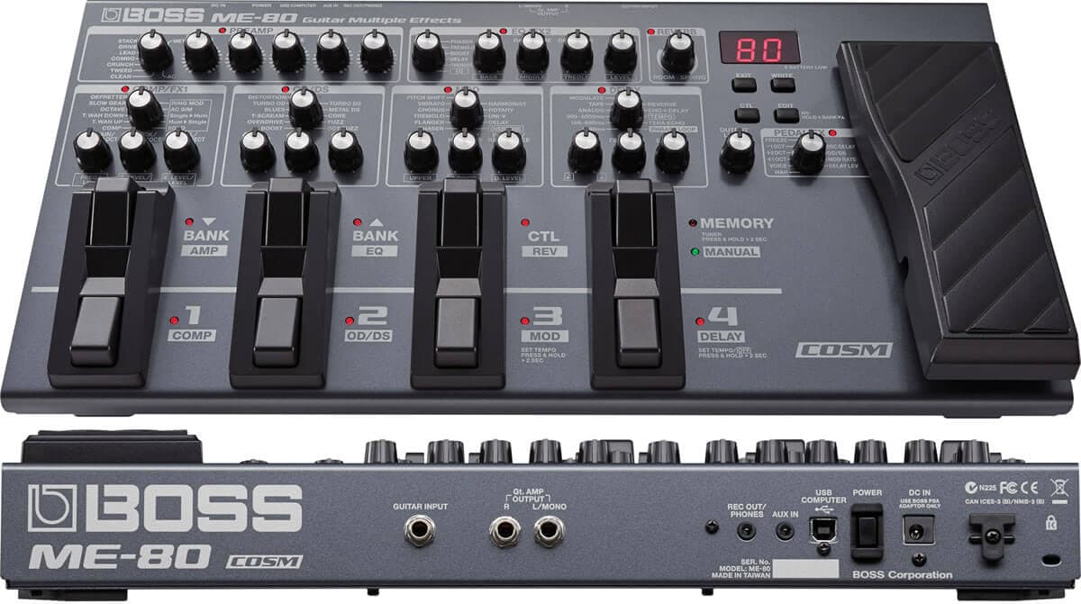 BOSS ME-80 - 一つの場所に上下2つのスイッチを設け合計8個のフット