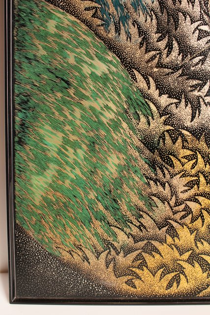 角野岩次 輪島塗沈金漏れ日盤 S2853｜骨董店 のびる 古美術 骨董 和風