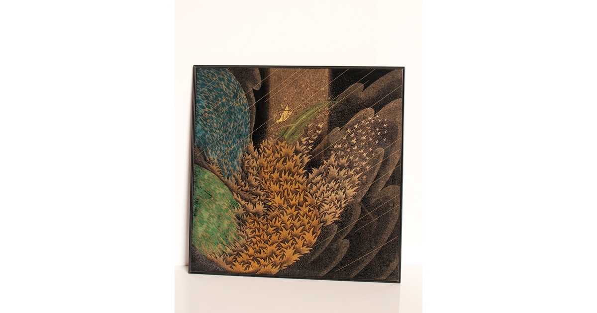 角野岩次 輪島塗沈金漏れ日盤 S2853｜骨董店 のびる 古美術 骨董 和風