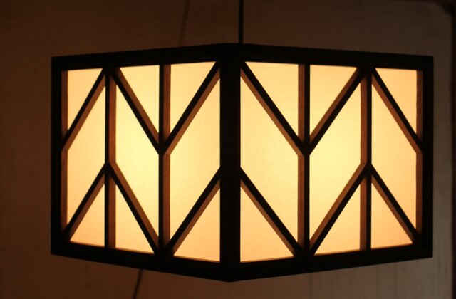 松本民芸家具 四方矢羽照明/電笠 A2008｜骨董店 のびる 古美術 骨董