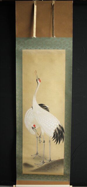 松梅図 掛け軸 掛軸 軸装 日本画 墨彩画 水墨画 東洋美術 古