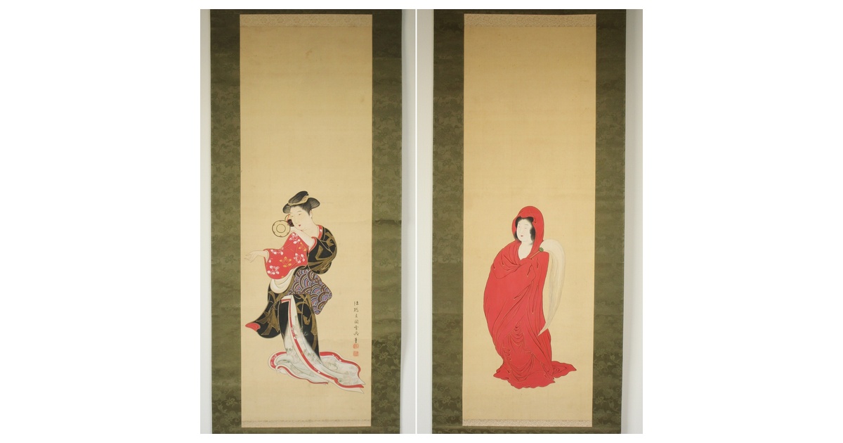 真作/伊勢/書/詞/桐識箱付/布袋屋掛軸HF-652 真作/