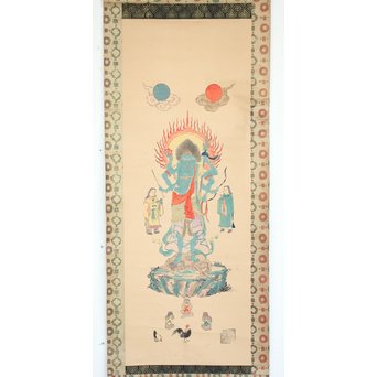 作者不詳 紙本 青面金剛像 庚申 掛軸 庚申様掛け軸（青面金剛）