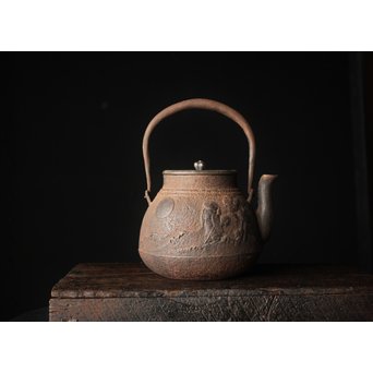 上田照房造 萬龍堂 茶筅形鉄瓶/湯沸 M285｜骨董店 のびる 古美術 骨董