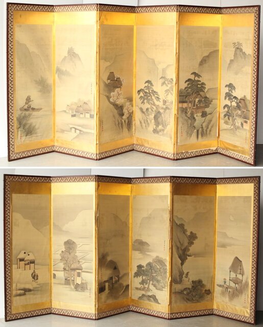 東 東洋【仙台四大画家】花鳥図 三幅 絹本 掛軸（小池曲江・菅井梅関